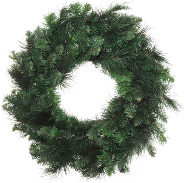 Floral Home by Artificial Flowers Deluxe Evergreen Pine Wreath with 150 Lifelike Green Tips | 24" Wide | Indoor/Outdoor Use | Holiday Christmas Accents | Front Door | Christmas Wreaths | Home & Office Decor (Set of 2)